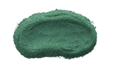 Photo of Spirulina algae powder on white background, top view