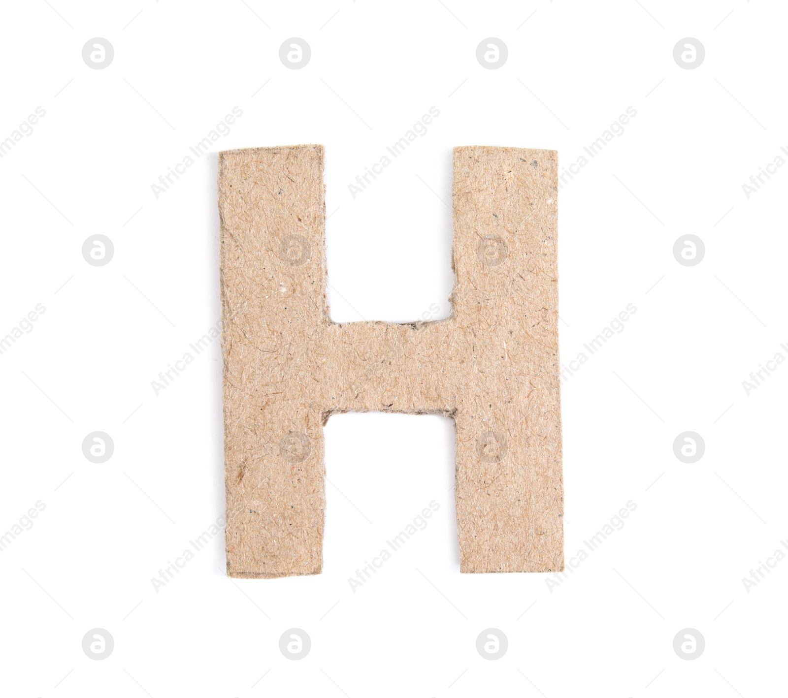 Photo of Letter H made of cardboard isolated on white