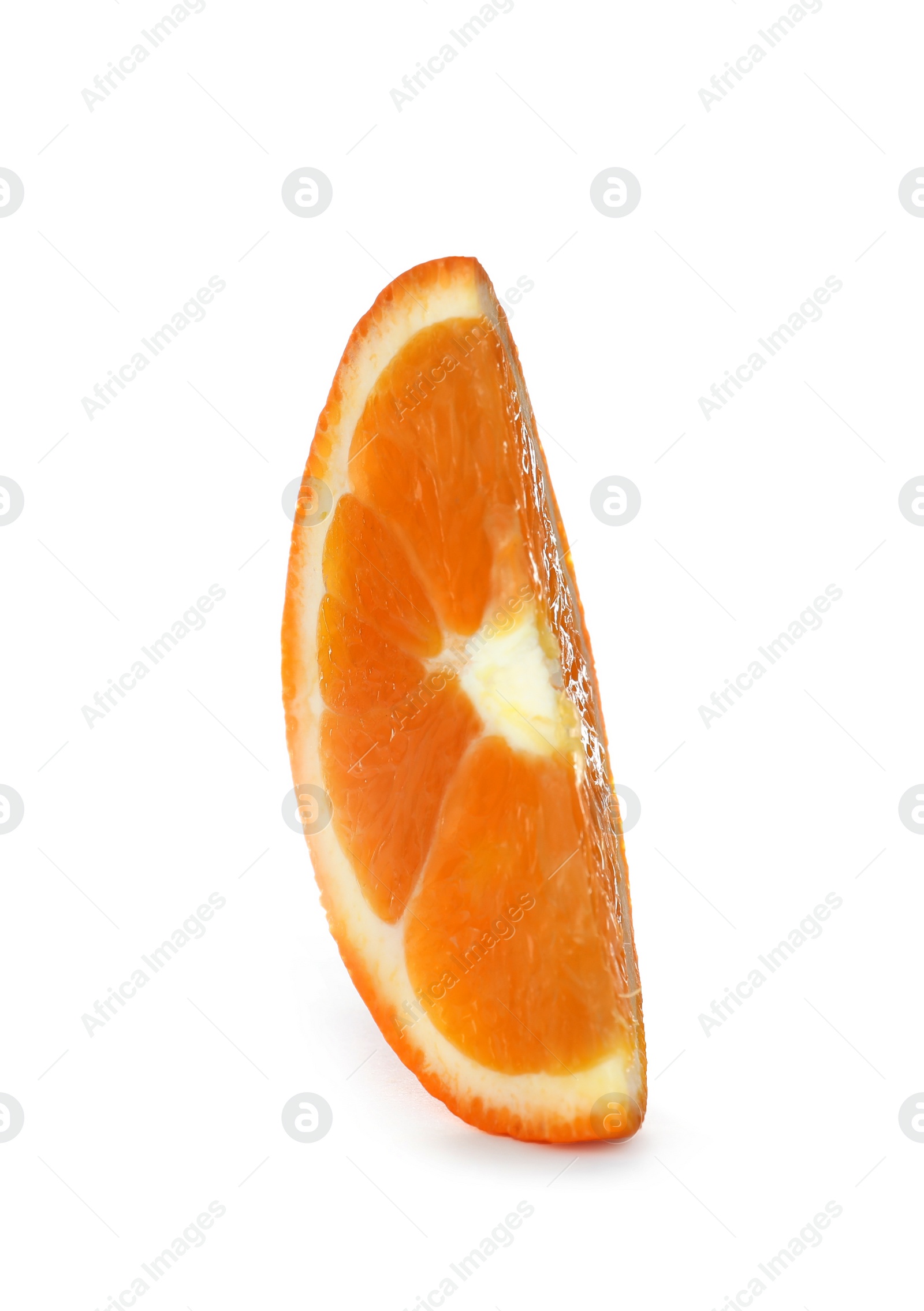 Photo of Slice of ripe orange isolated on white