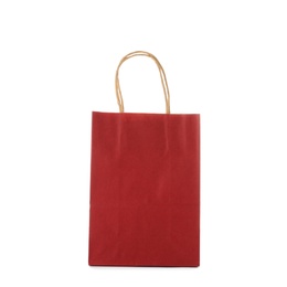 Photo of Mockup of paper shopping bag on white background