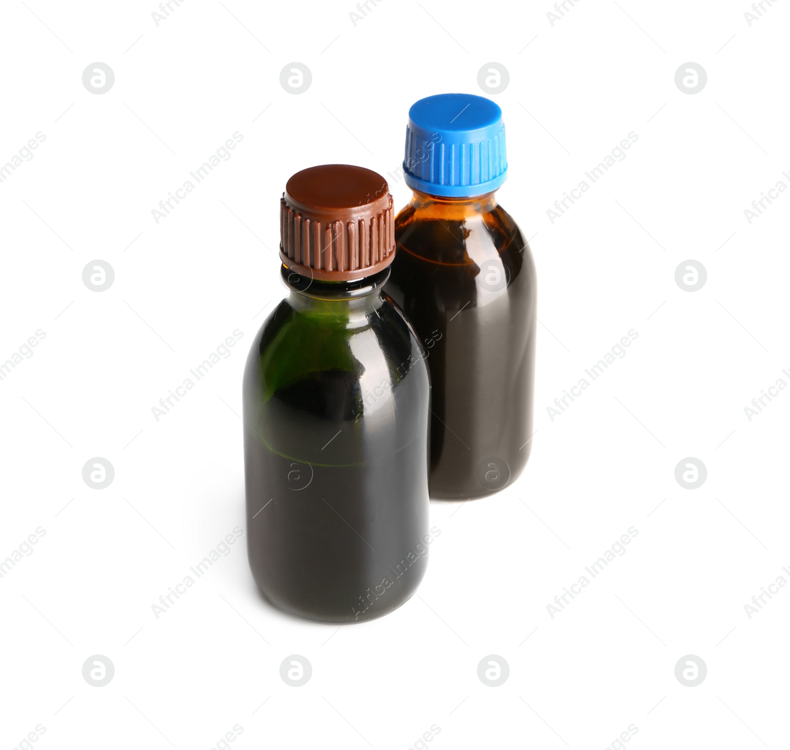 Photo of Bottles of brilliant green isolated on white