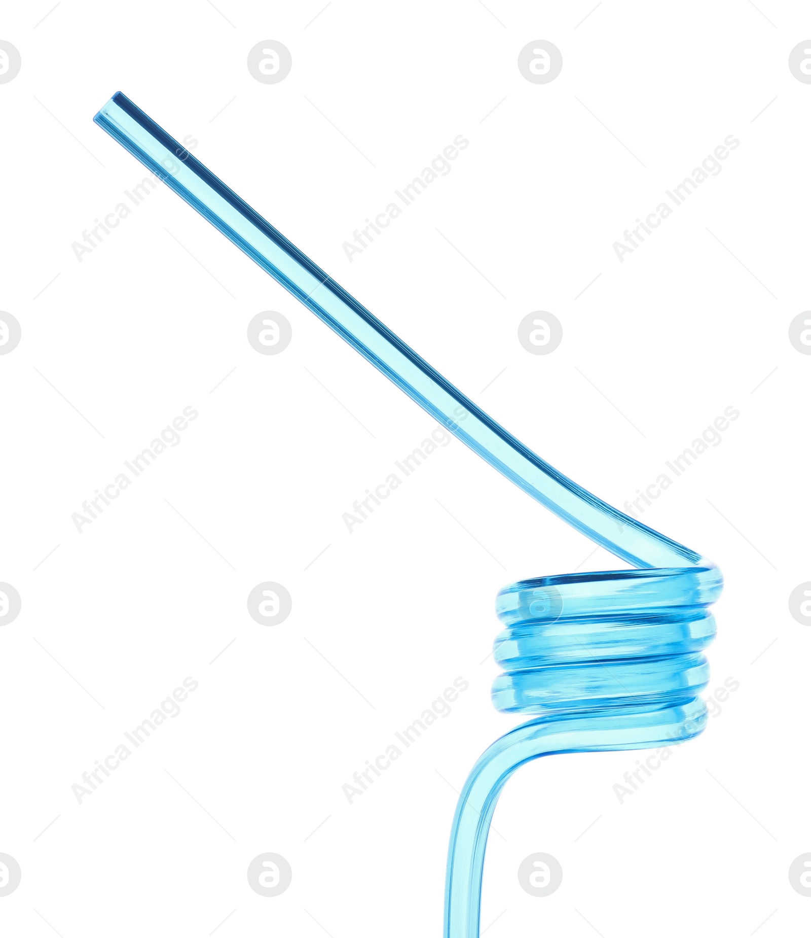 Photo of Light blue plastic cocktail tube isolated on white