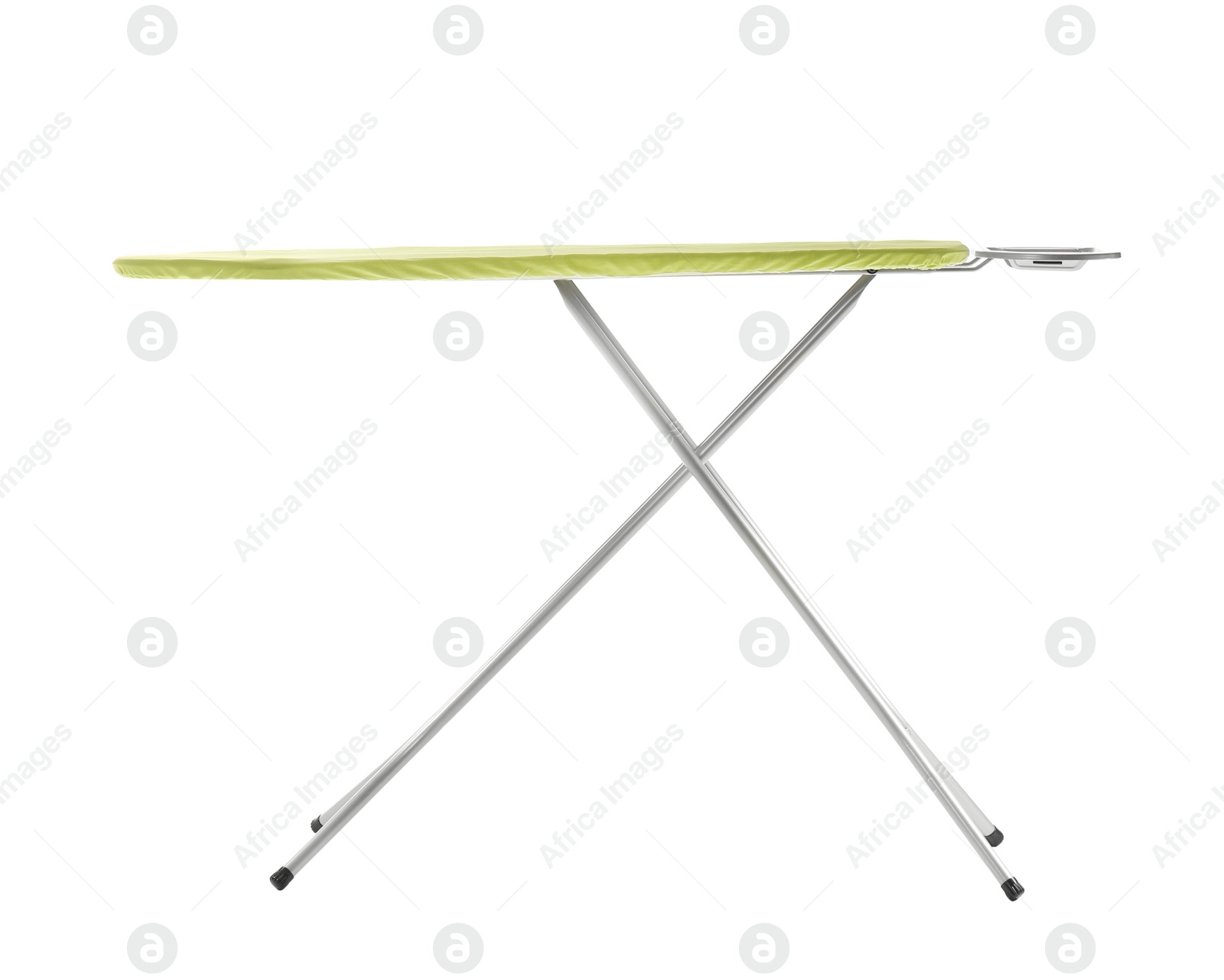 Photo of Modern empty ironing board on white background