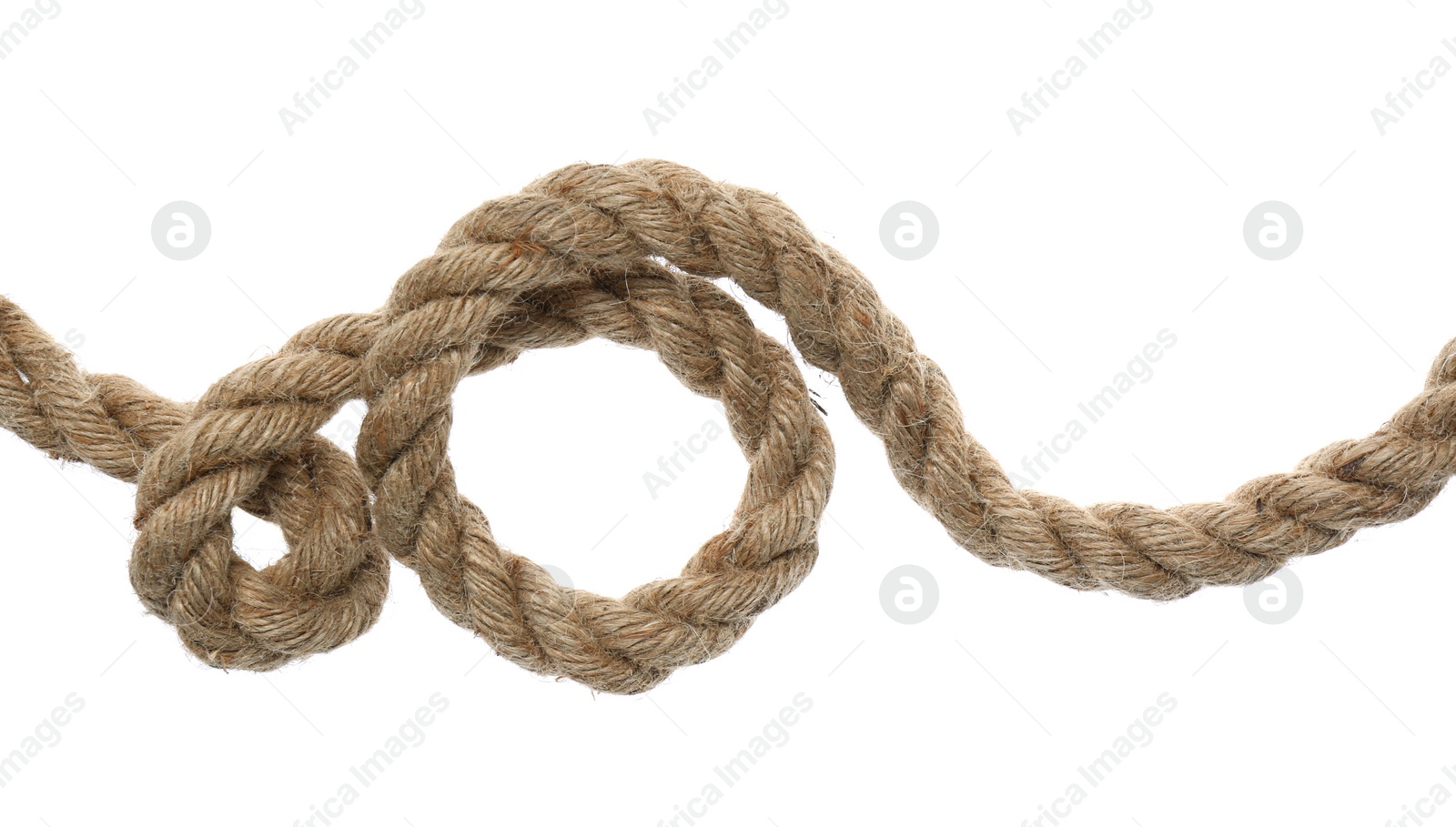 Photo of Hemp rope with loop on white background