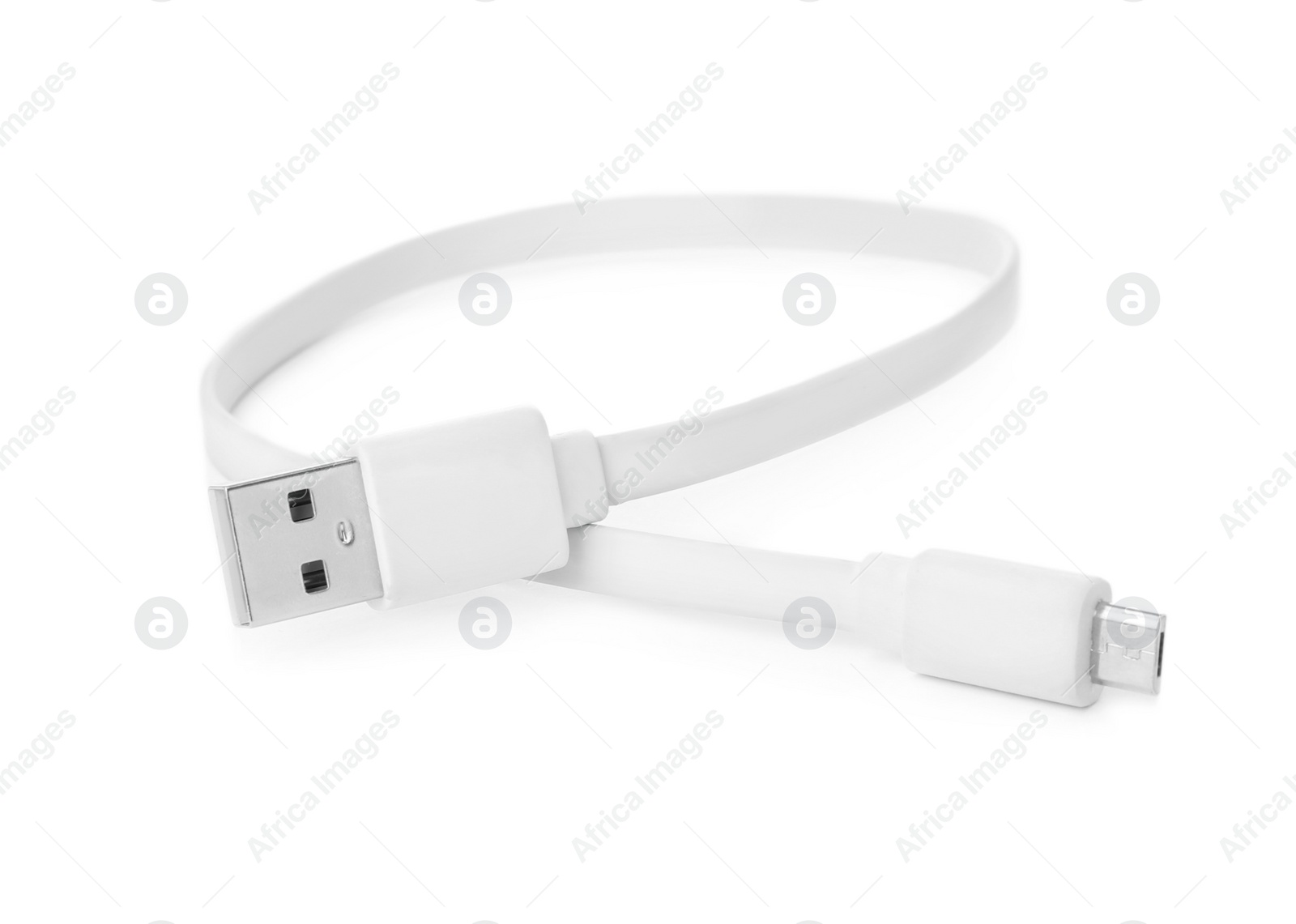 Photo of USB charge cable isolated on white. Modern technology