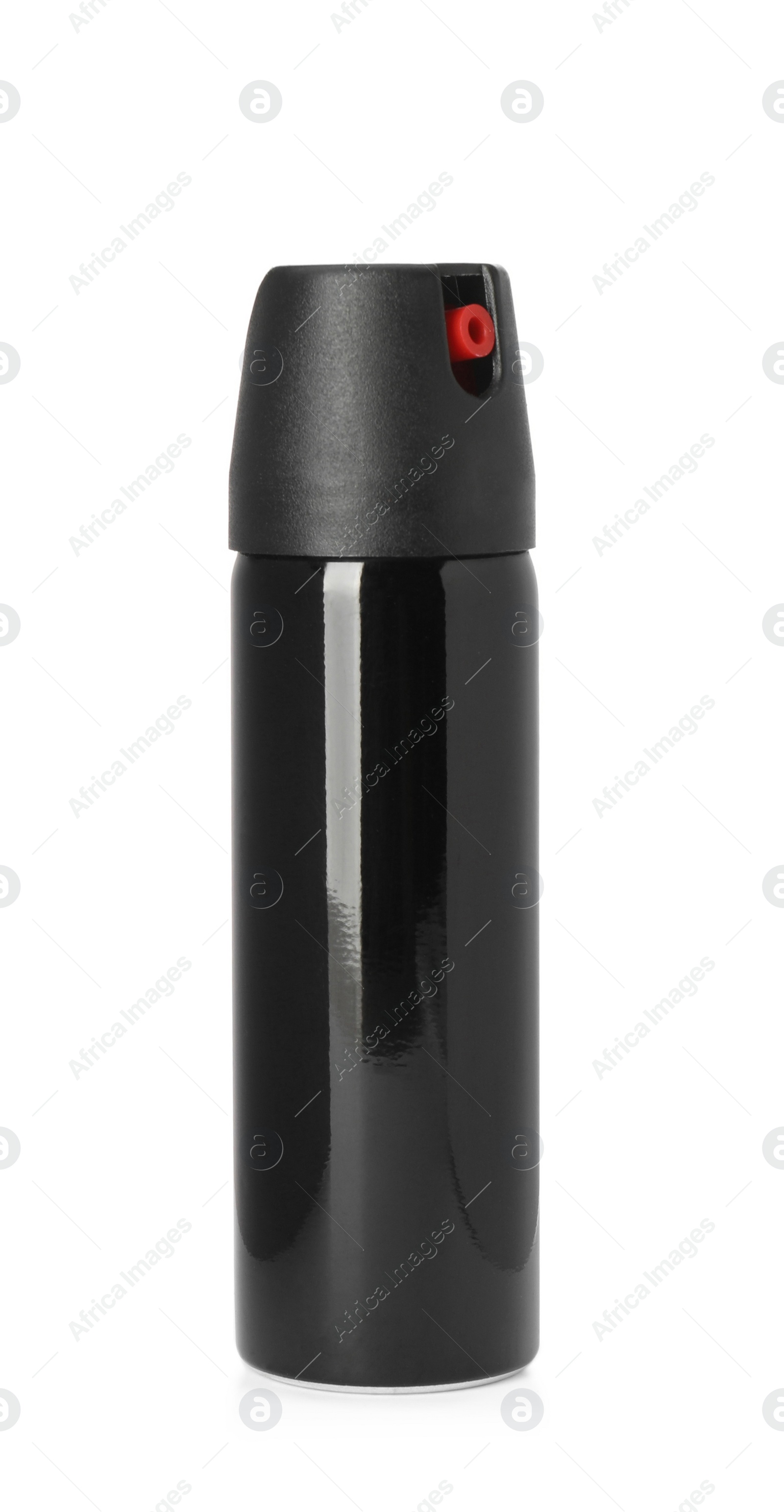 Photo of Bottle of gas pepper spray on white background