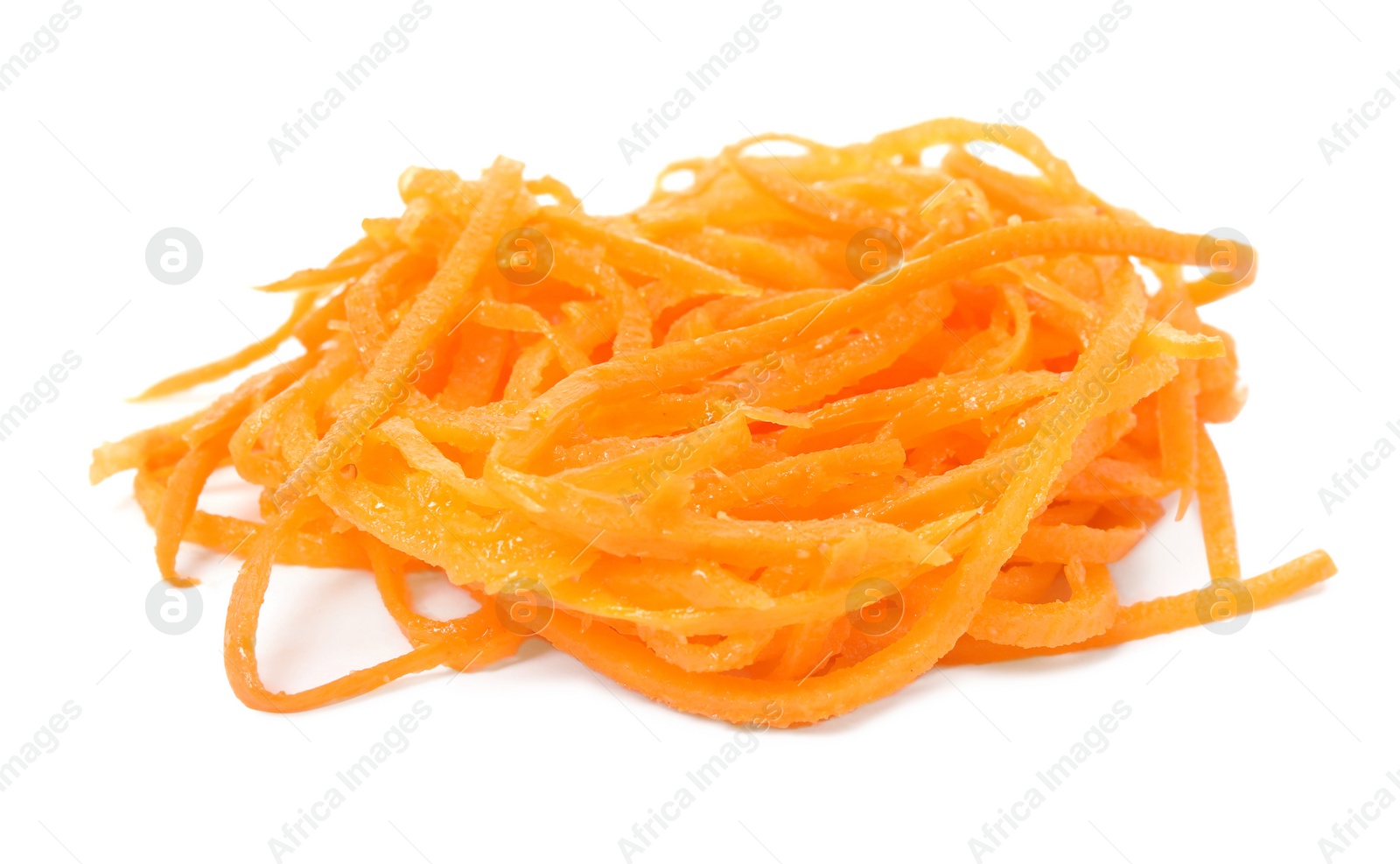 Photo of Delicious Korean carrot salad isolated on white