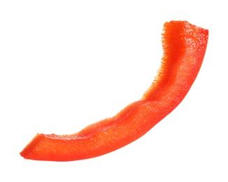 Slice of ripe red bell pepper on white background