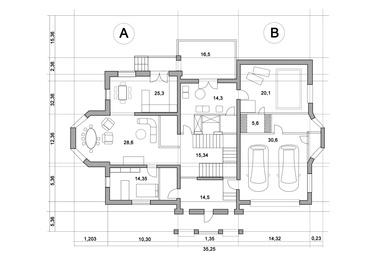 Architectural house plan house on white background. Illustration