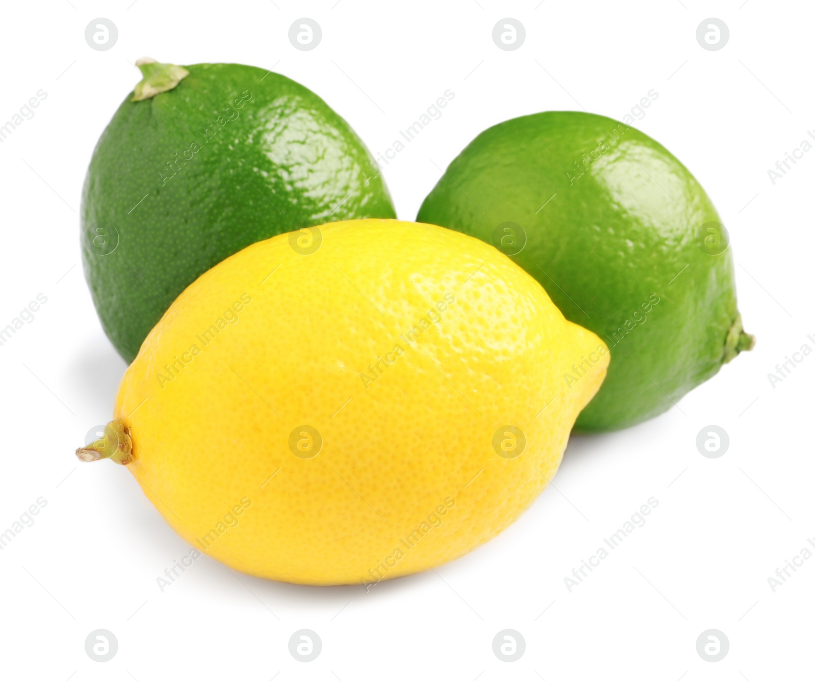 Photo of Fresh lemon and limes on white background