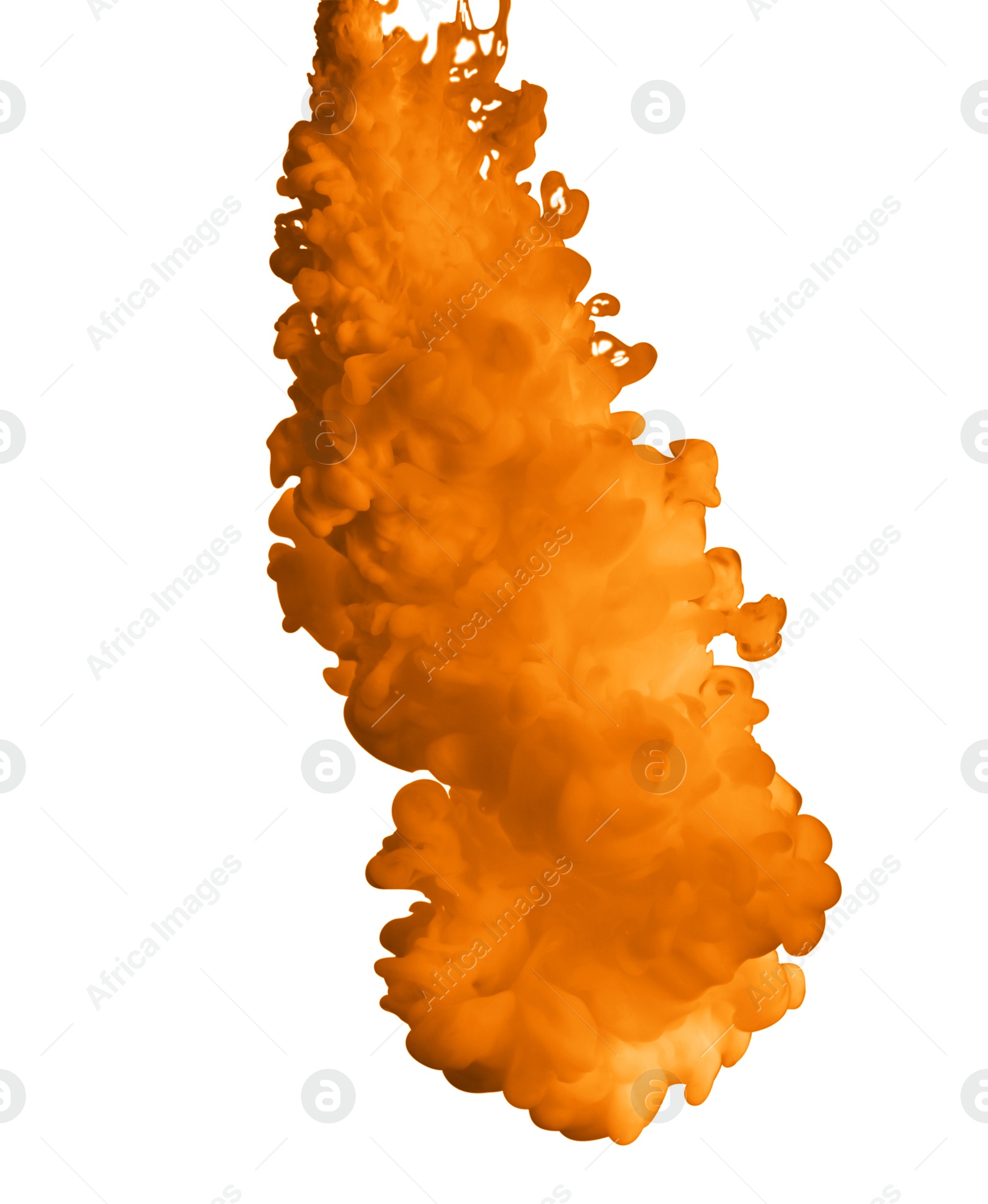Photo of Splash of orange ink on white background