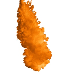 Splash of orange ink on white background