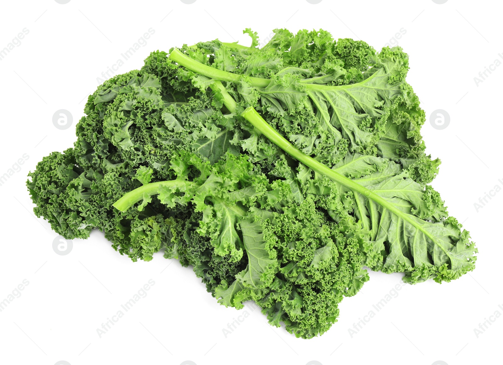 Photo of Fresh green kale leaves isolated on white