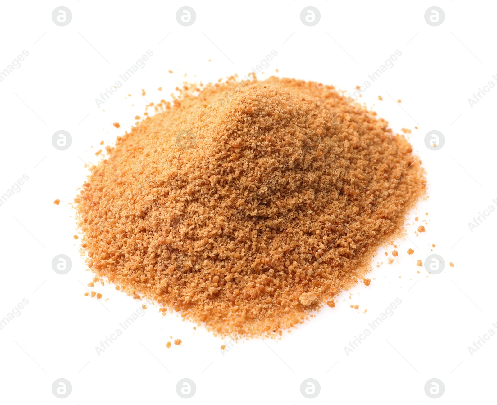 Photo of Pile of coconut sugar isolated on white