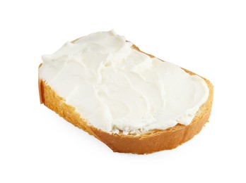 Photo of Bread with cream cheese isolated on white