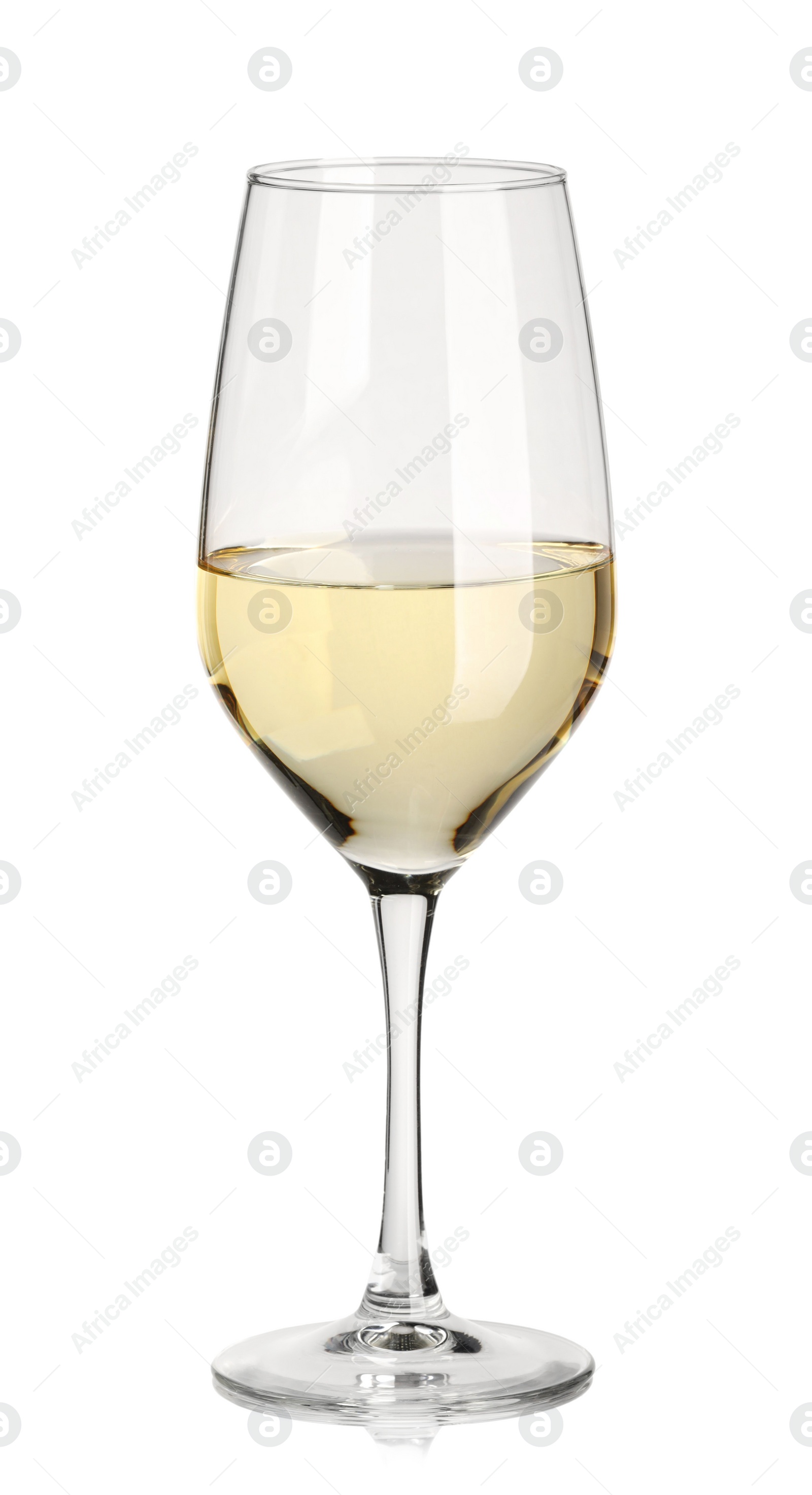 Photo of Tasty wine in glass isolated on white