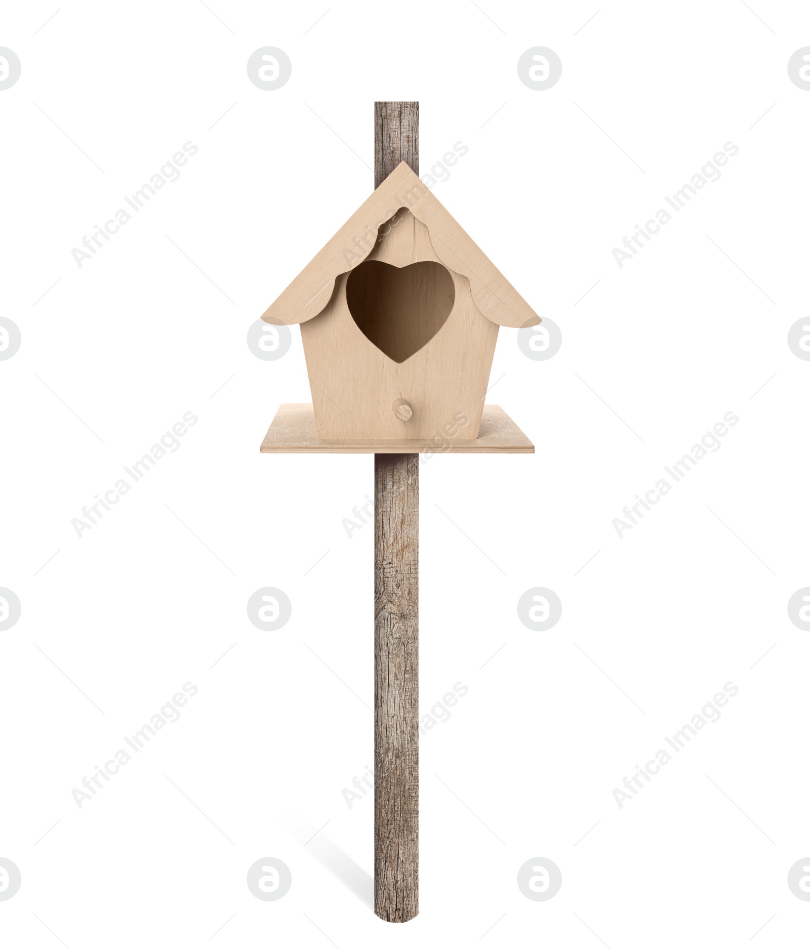 Image of Beautiful wooden bird box isolated on white