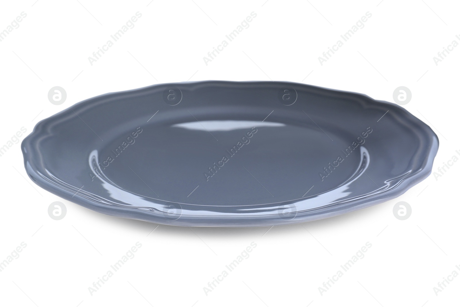 Photo of Empty light gray ceramic plate isolated on white