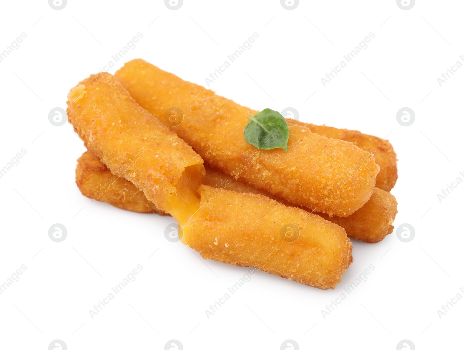 Photo of Tasty fried mozzarella sticks isolated on white