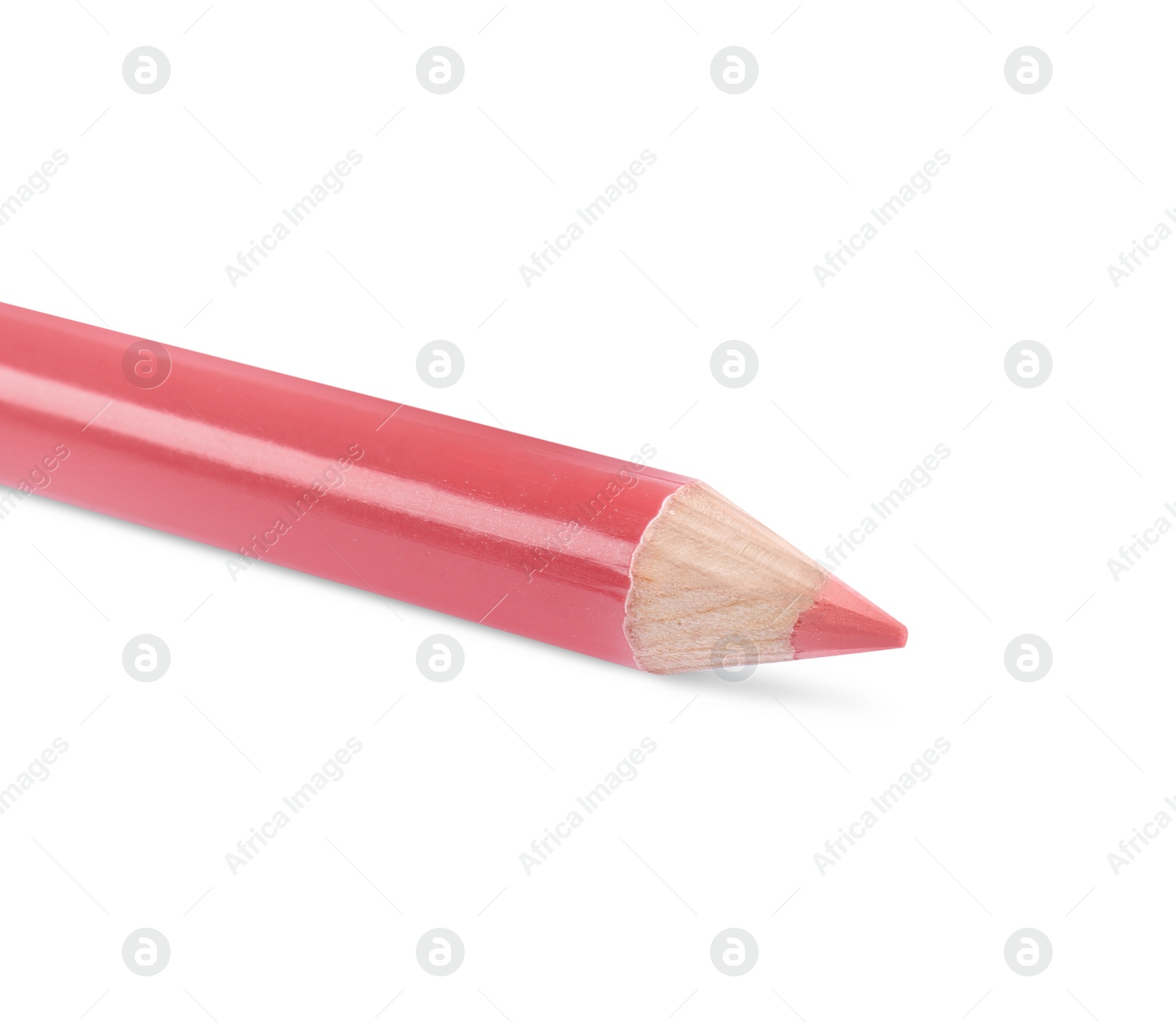 Photo of Lip pencil isolated on white, closeup. Cosmetic product