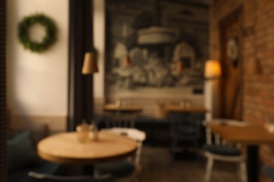 Blurred view of stylish modern cafe interior