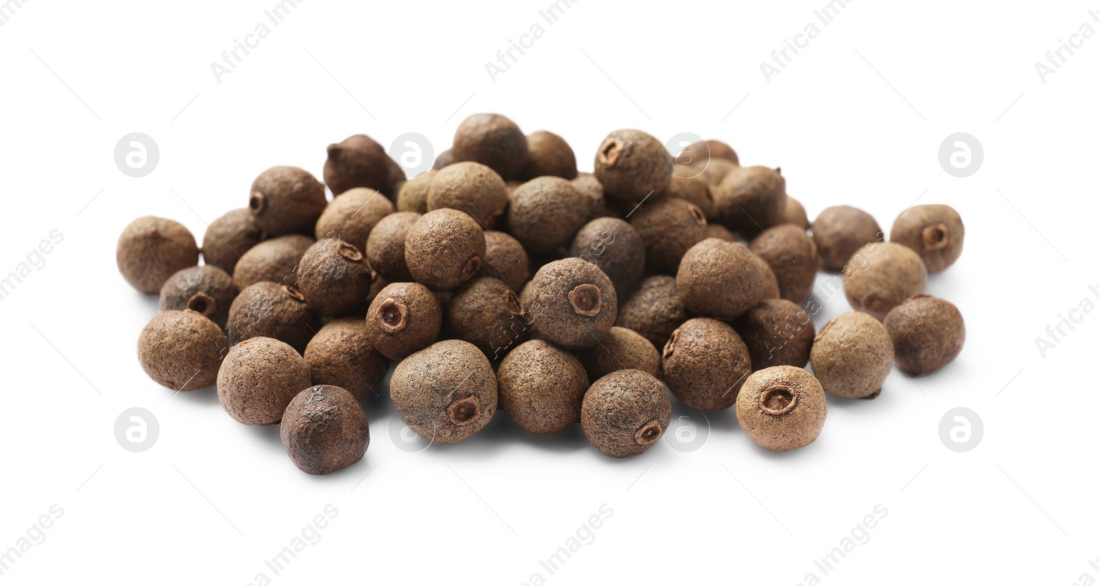 Photo of Dry allspice berries (Jamaica pepper) isolated on white