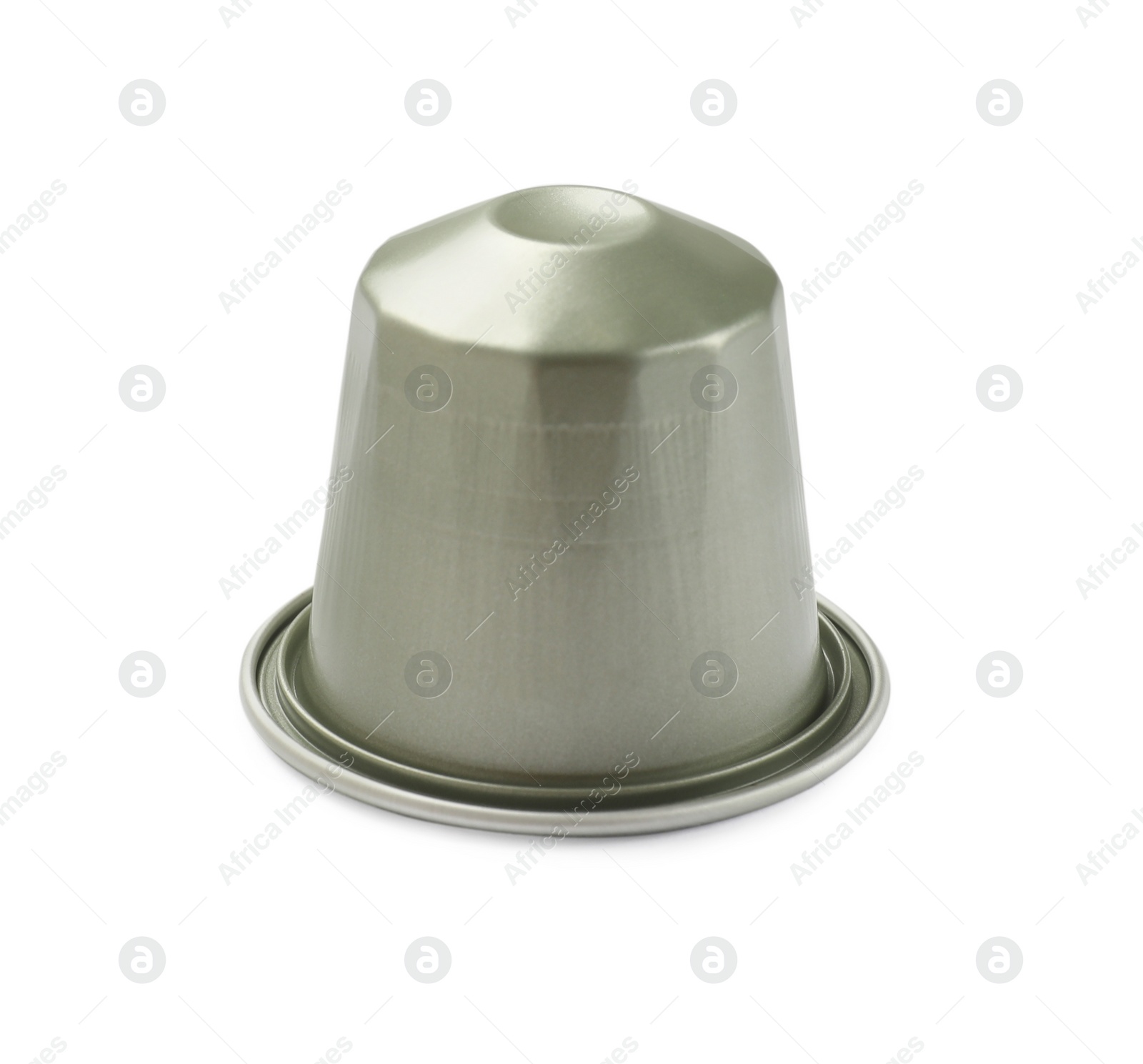 Photo of One plastic coffee capsule isolated on white