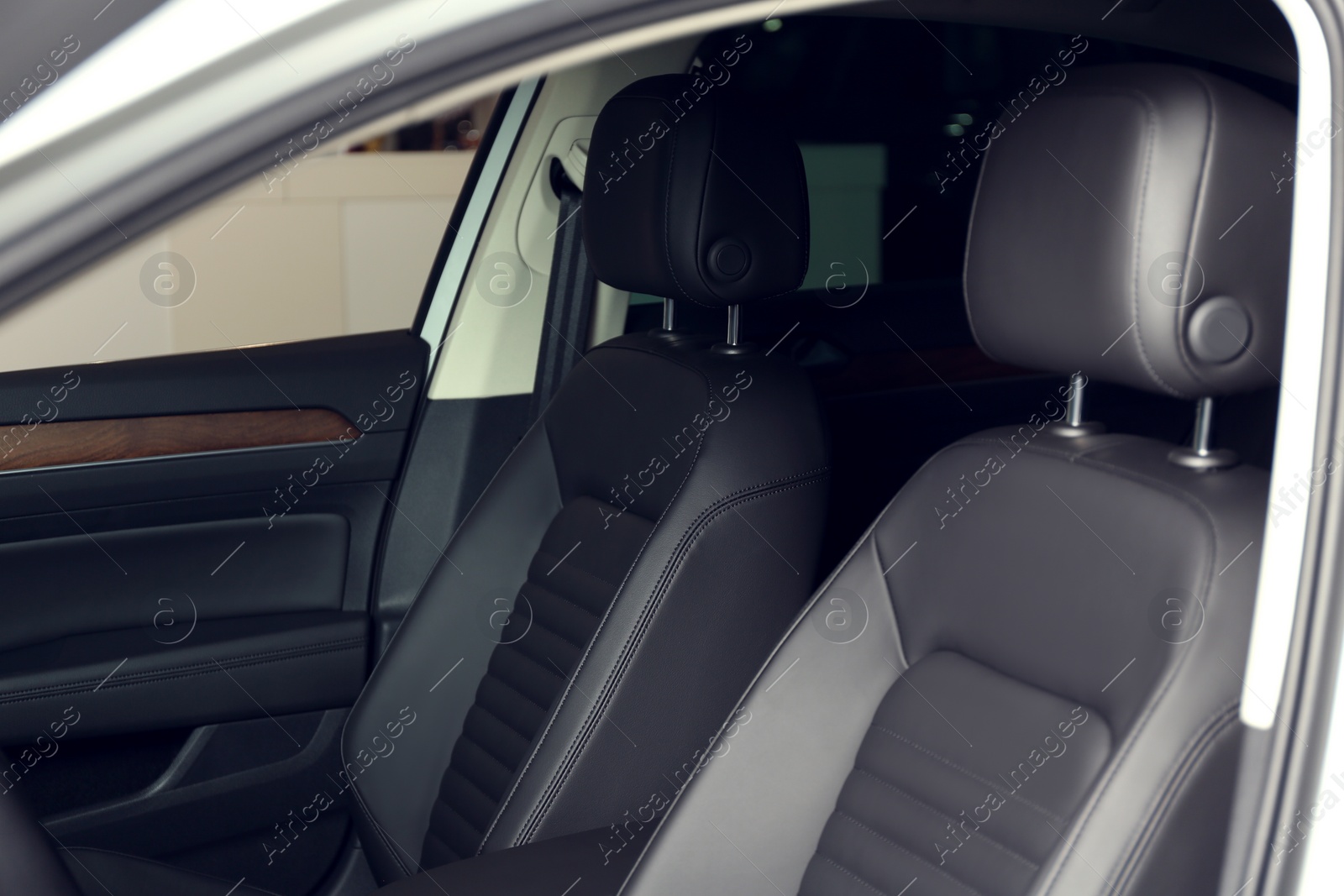 Photo of Modern car interior with comfortable leather seats