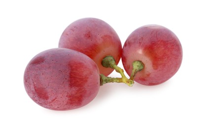 Photo of Tasty ripe red grapes isolated on white