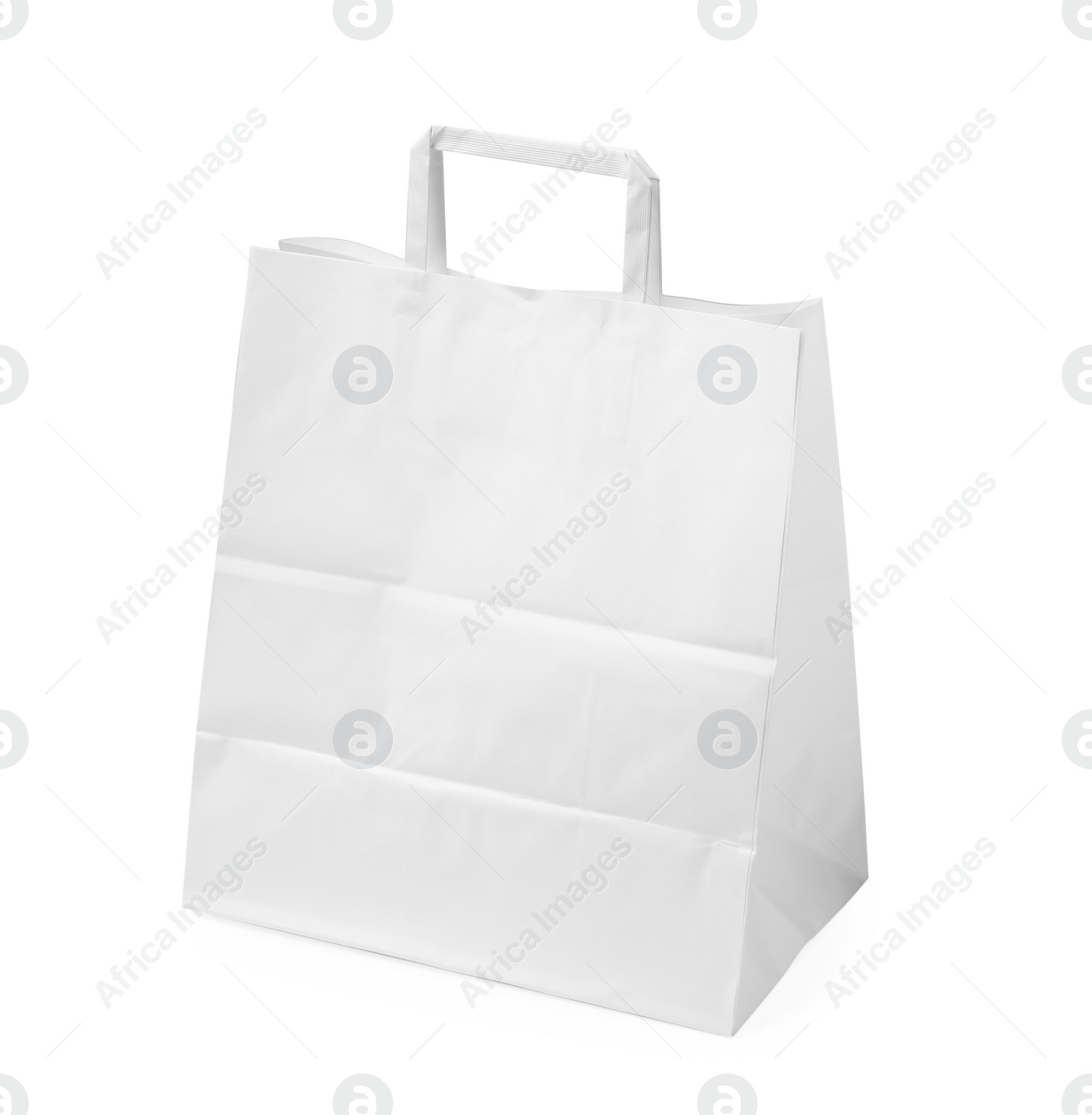 Photo of Empty shopping paper bag isolated on white