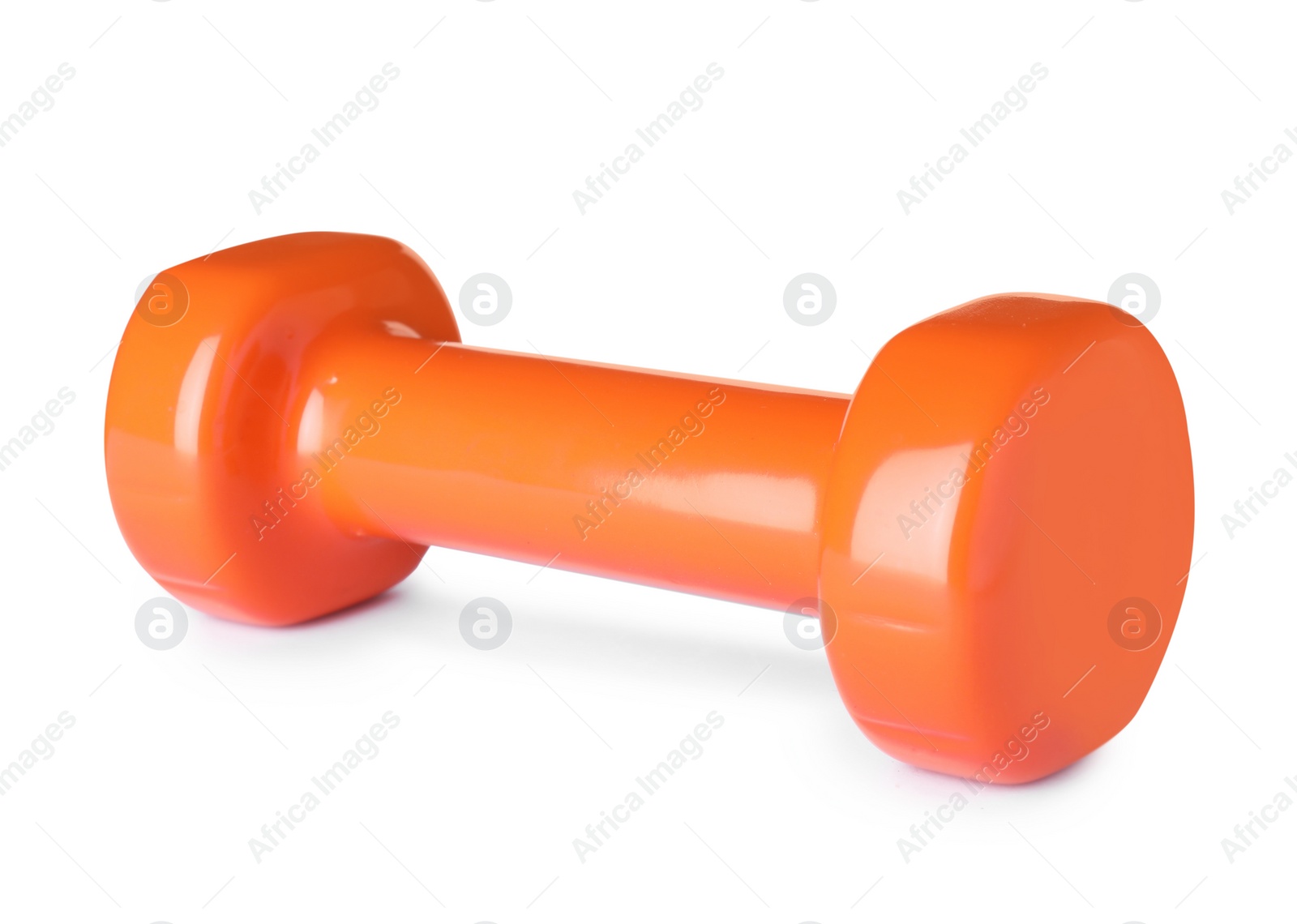 Photo of Color dumbbell on white background. Home fitness