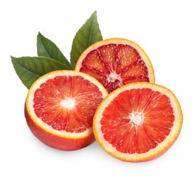 Image of Delicious ripe red oranges on white background