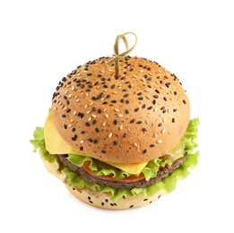 Photo of Burger with delicious patty isolated on white