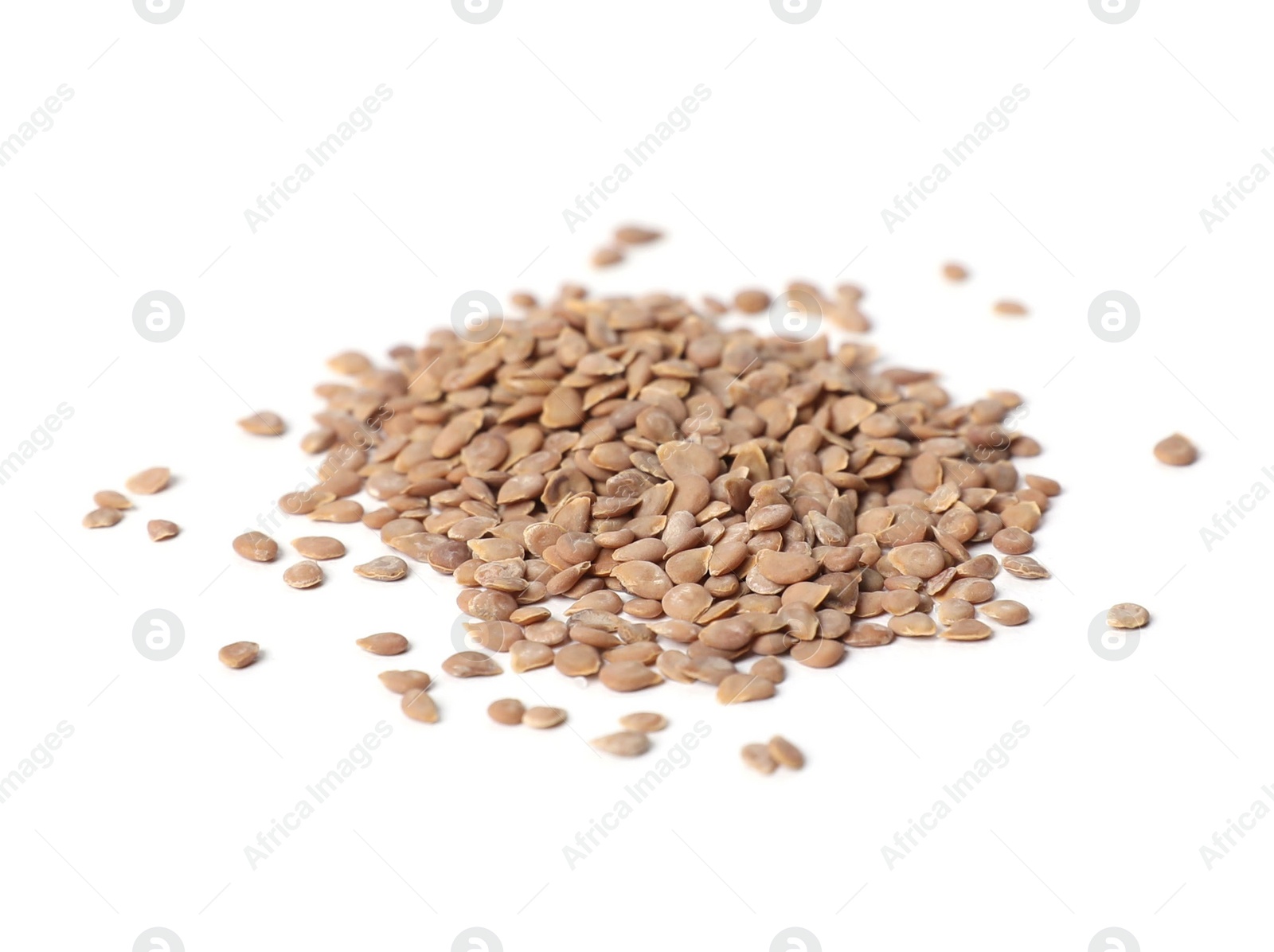 Photo of Pile of tomato seeds on white background