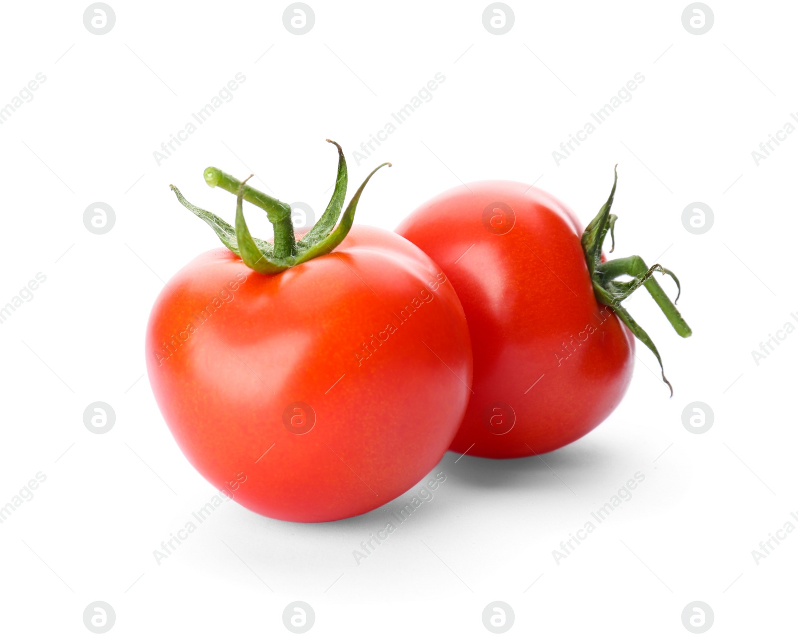 Photo of Fresh ripe red tomatoes on white background