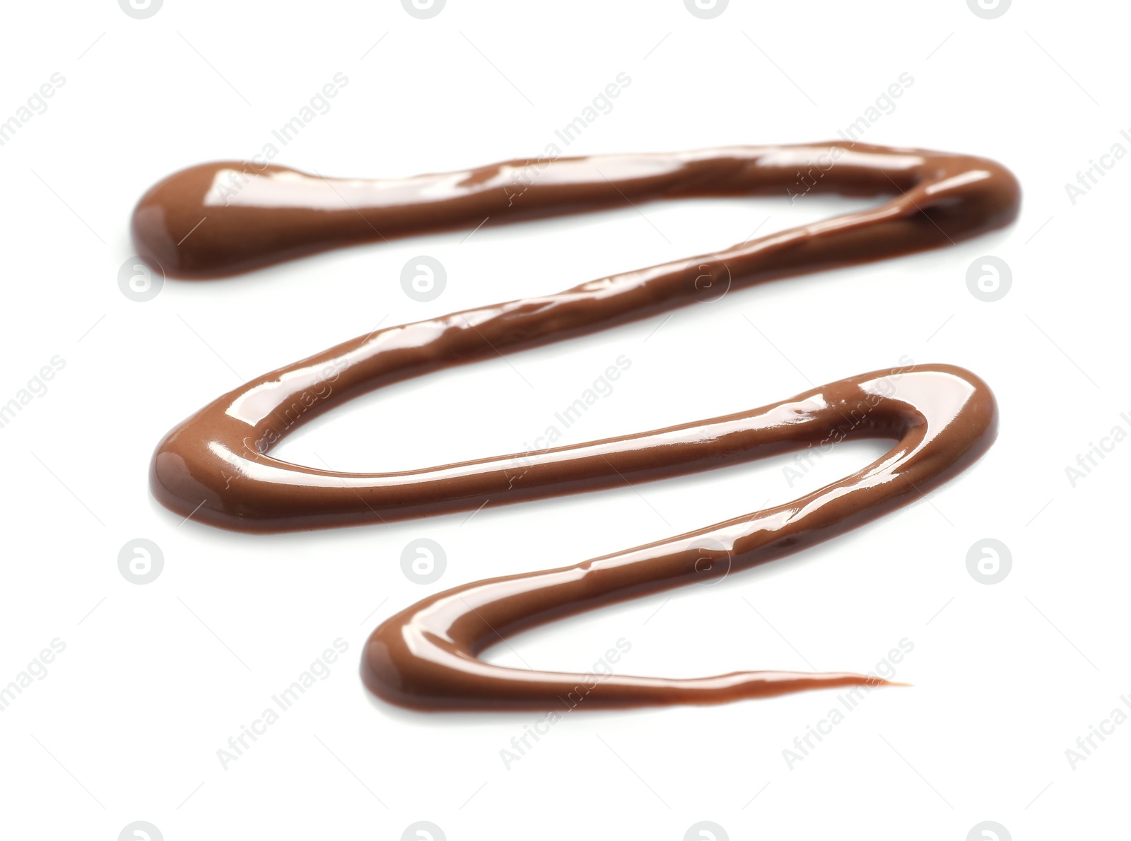 Photo of Smear of tasty milk chocolate paste isolated on white