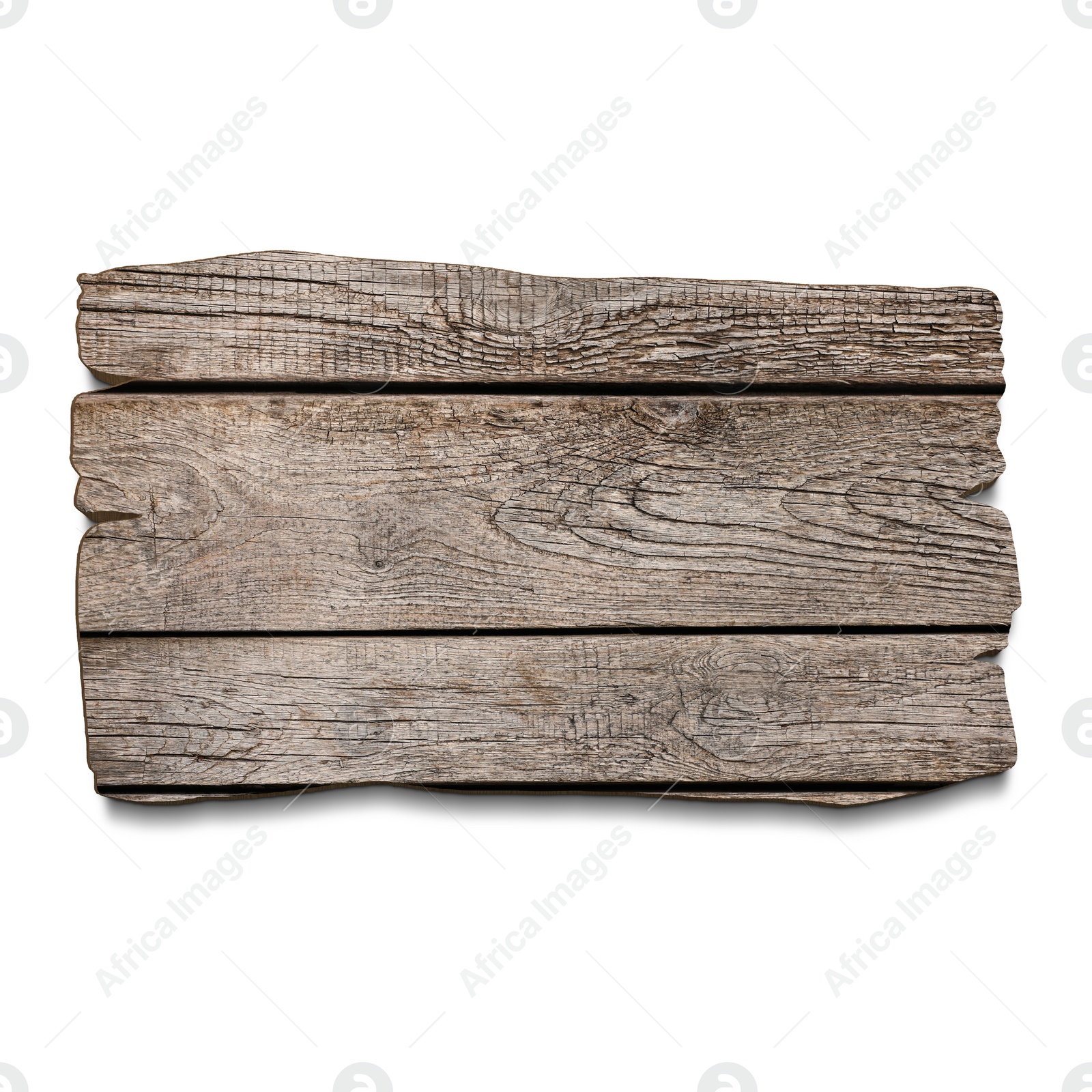 Image of Empty wooden board isolated on white. Mockup for design