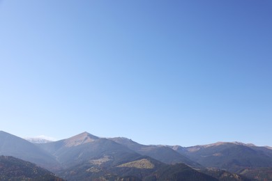 Beautiful mountain landscape with forest on sunny autumn day