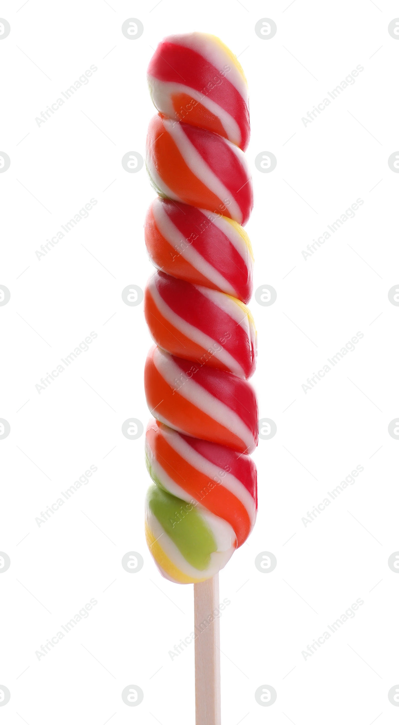 Photo of One delicious colorful lollipop isolated on white