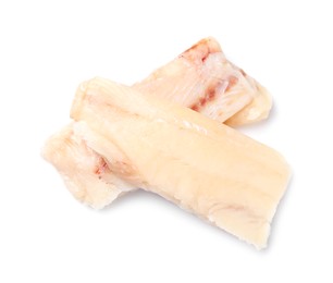 Photo of Pieces of raw cod fish isolated on white