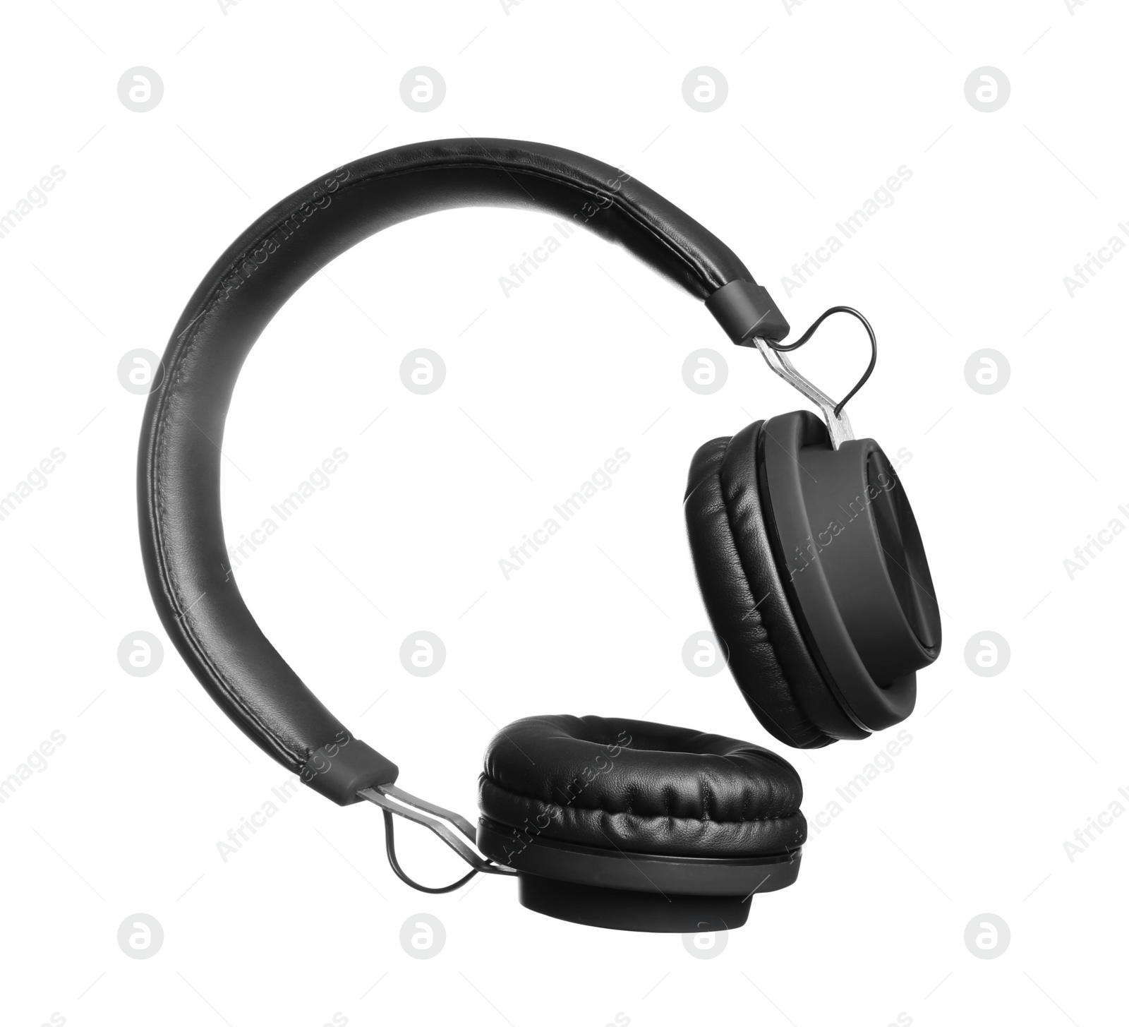 Photo of Stylish headphones with pads on white background