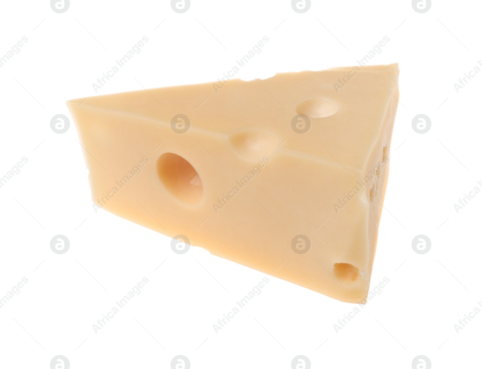 Photo of Piece of tasty cheese isolated on white