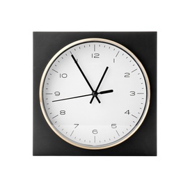Photo of Big clock on white background. Time change concept