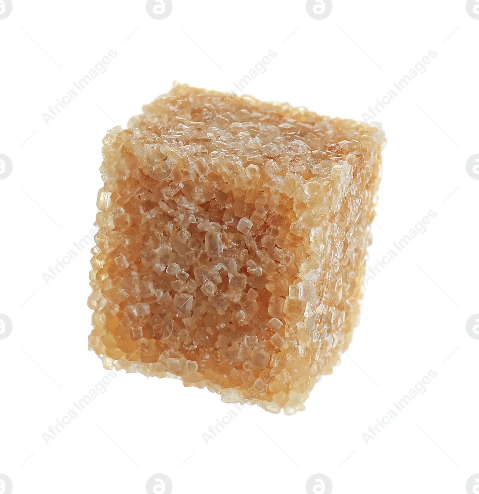 Photo of One brown sugar cube isolated on white