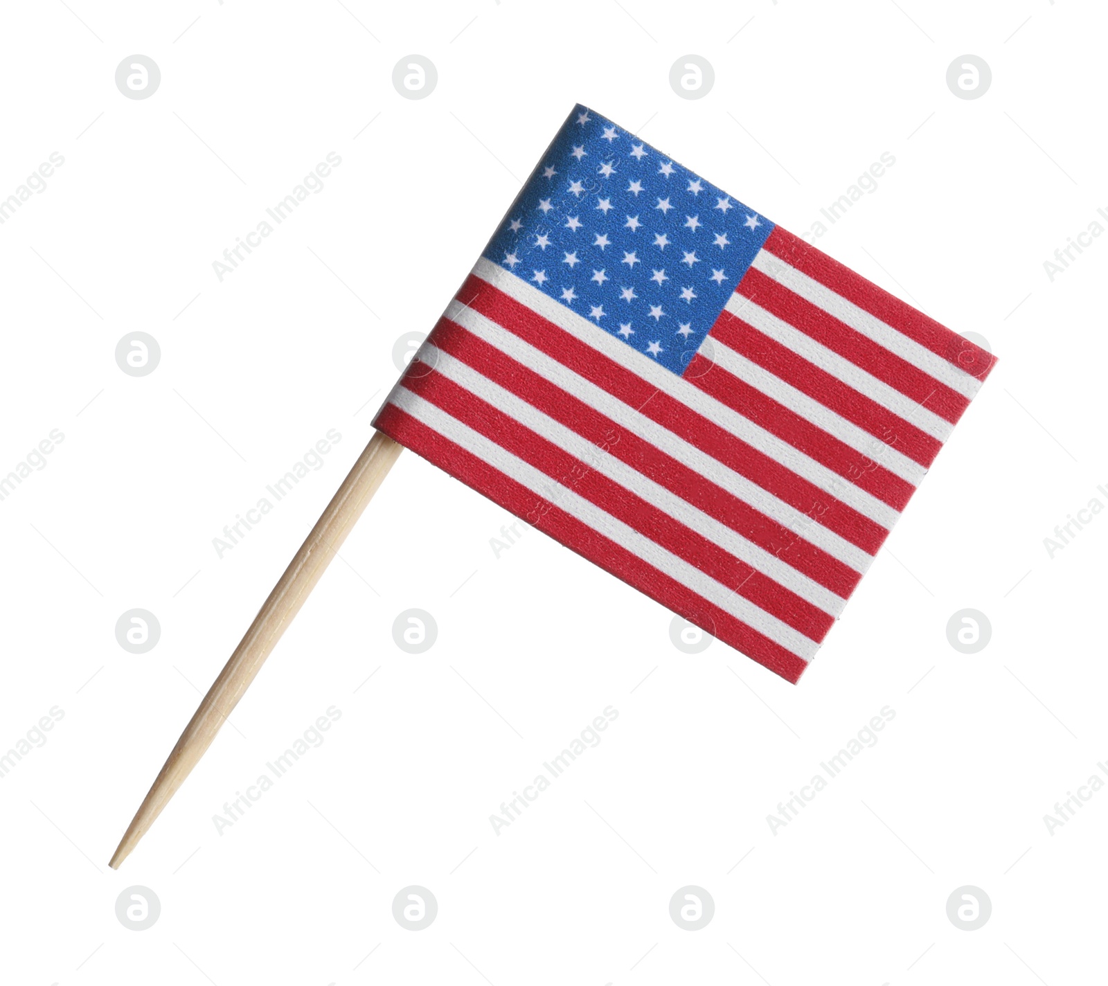 Photo of Small paper flag of USA isolated on white