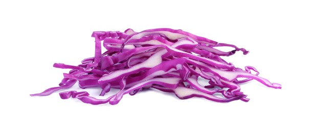 Shredded fresh red cabbage isolated on white