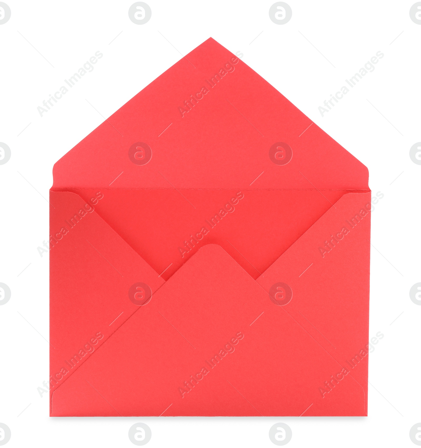 Photo of One red letter envelope on white background