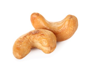 Photo of Tasty organic cashew nuts isolated on white