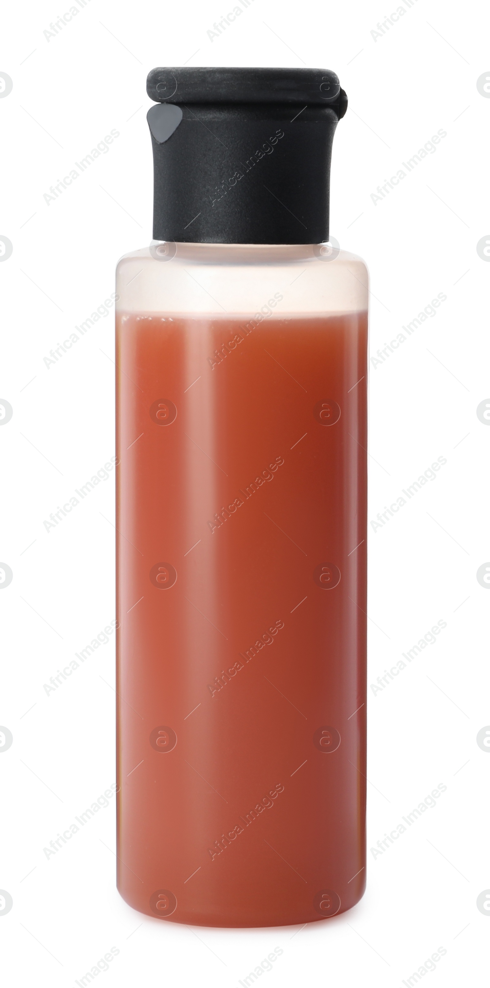 Photo of Bottle of personal hygiene product isolated on white