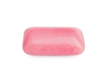 Photo of One pink chewing gum isolated on white